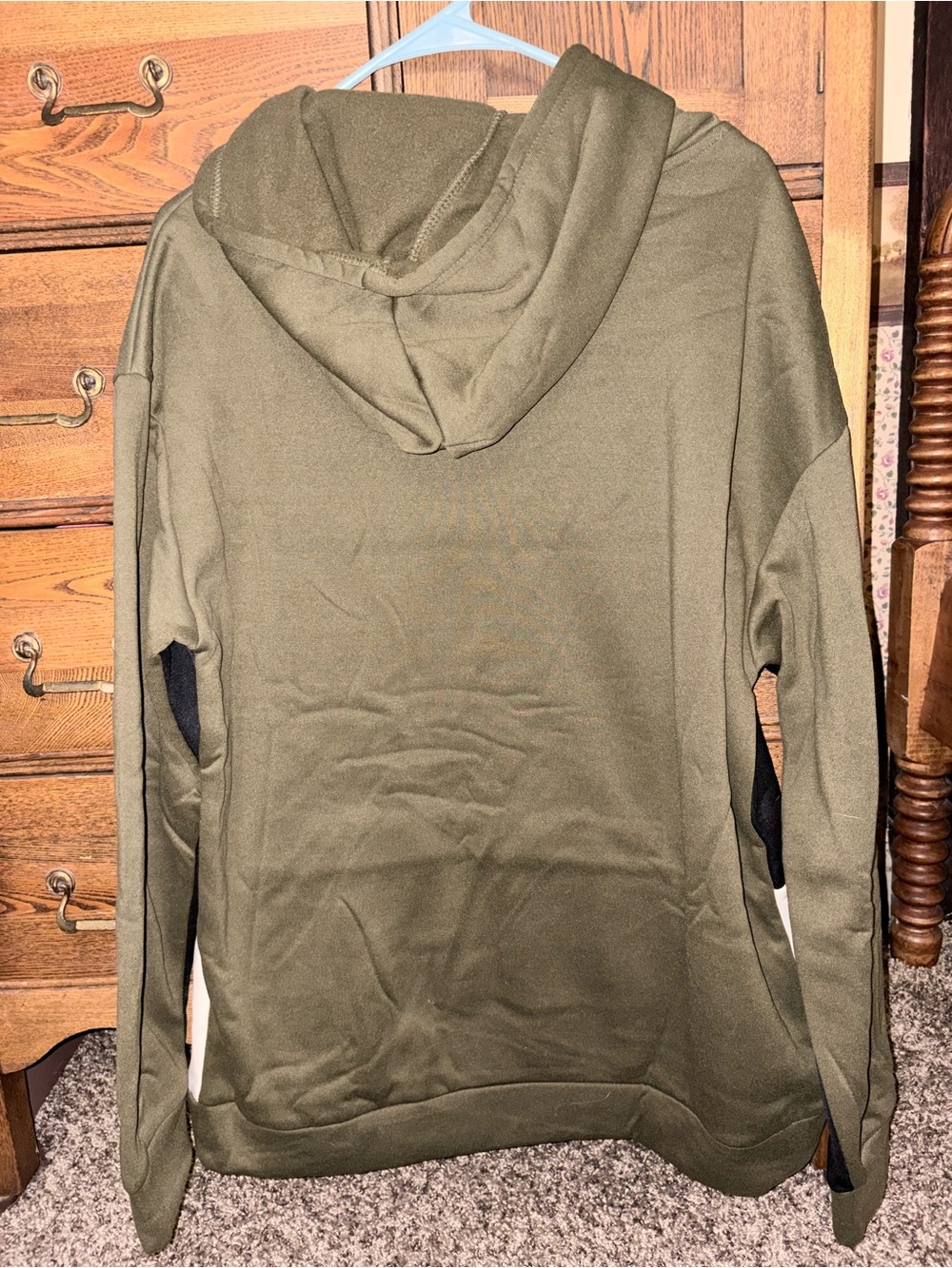 Manfinity Men's Olive, Black & Cream Colorblock Hoodie - Picture 3 of 3